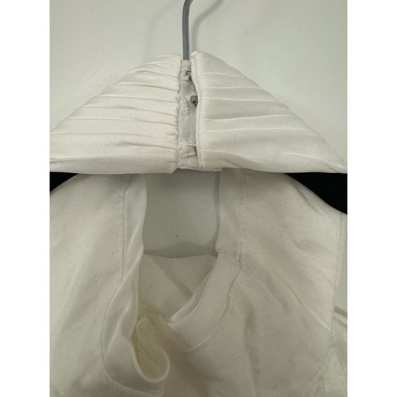 Mac Duggal Size 0 $398 NWT Rosette Halter White Chiffon Pleated Gown - Picture 7 of 12